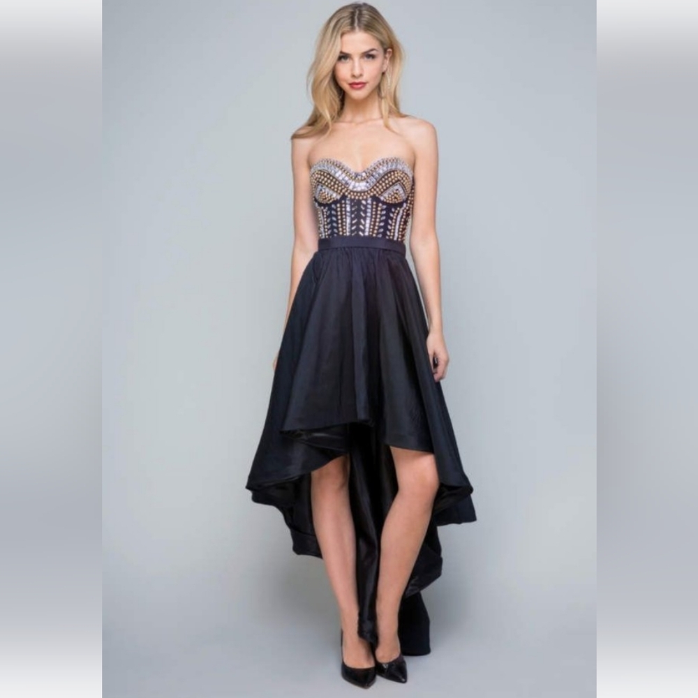 Bebe Beaded Gown With Crystals